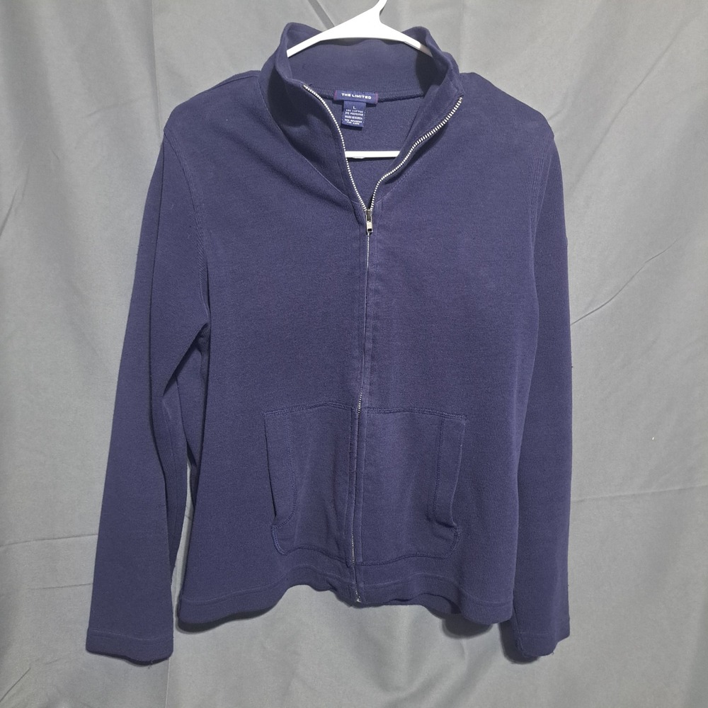 The Limited Boys Sz LARGE Full Zip Long Sleeve‎ Navy Cotton Poly Blend